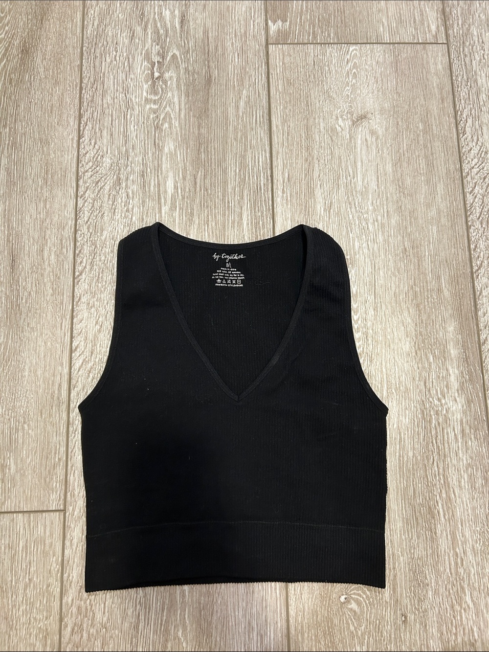 By Together - Black Ribbed V-Neck Tank